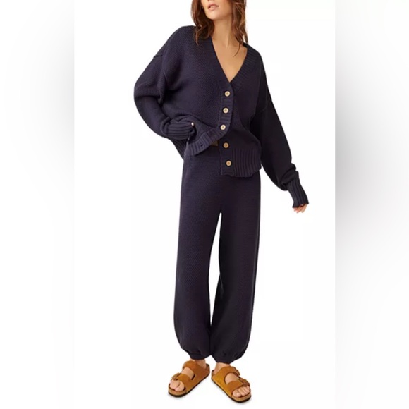 Free People Hailee Cardi Set Navy Small Great Condition - Picture 1 of 9